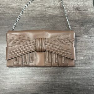Zac Posen Brown Shirley Bow Clutch NWOT see description